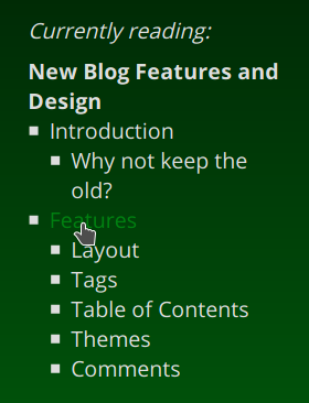 table of contents area